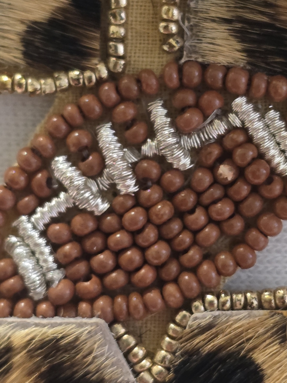 Football Earrings Leopard Beaded Game Day Drop Earrings Gold Brown 3in New - Picture 2 of 4
